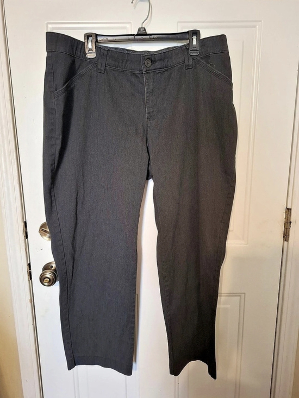 Lee Comfort Stretch Waistband Pants Straight Leg Gray Waist 8S